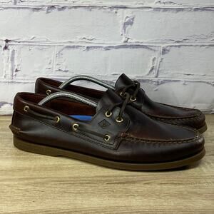 Sperry Authentic Original Amaretto Brown Leather 2 Eye Boat Shoes Men's Size 12